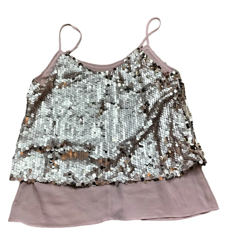 OTHREAD: NWT Sequin Spaghetti Strap Chiffon Blouse -Size Small